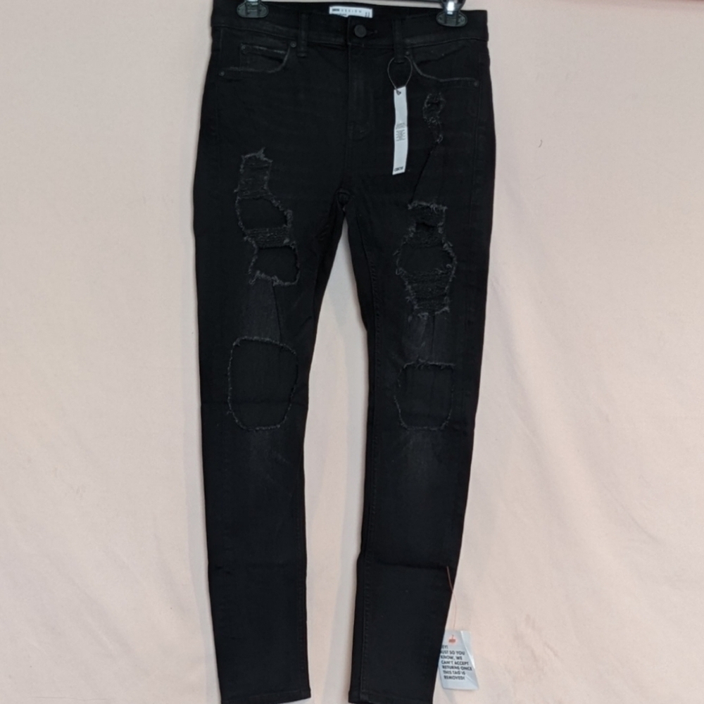 ASOS Black Ripped Distressed Spray On Black Skinny Jeans